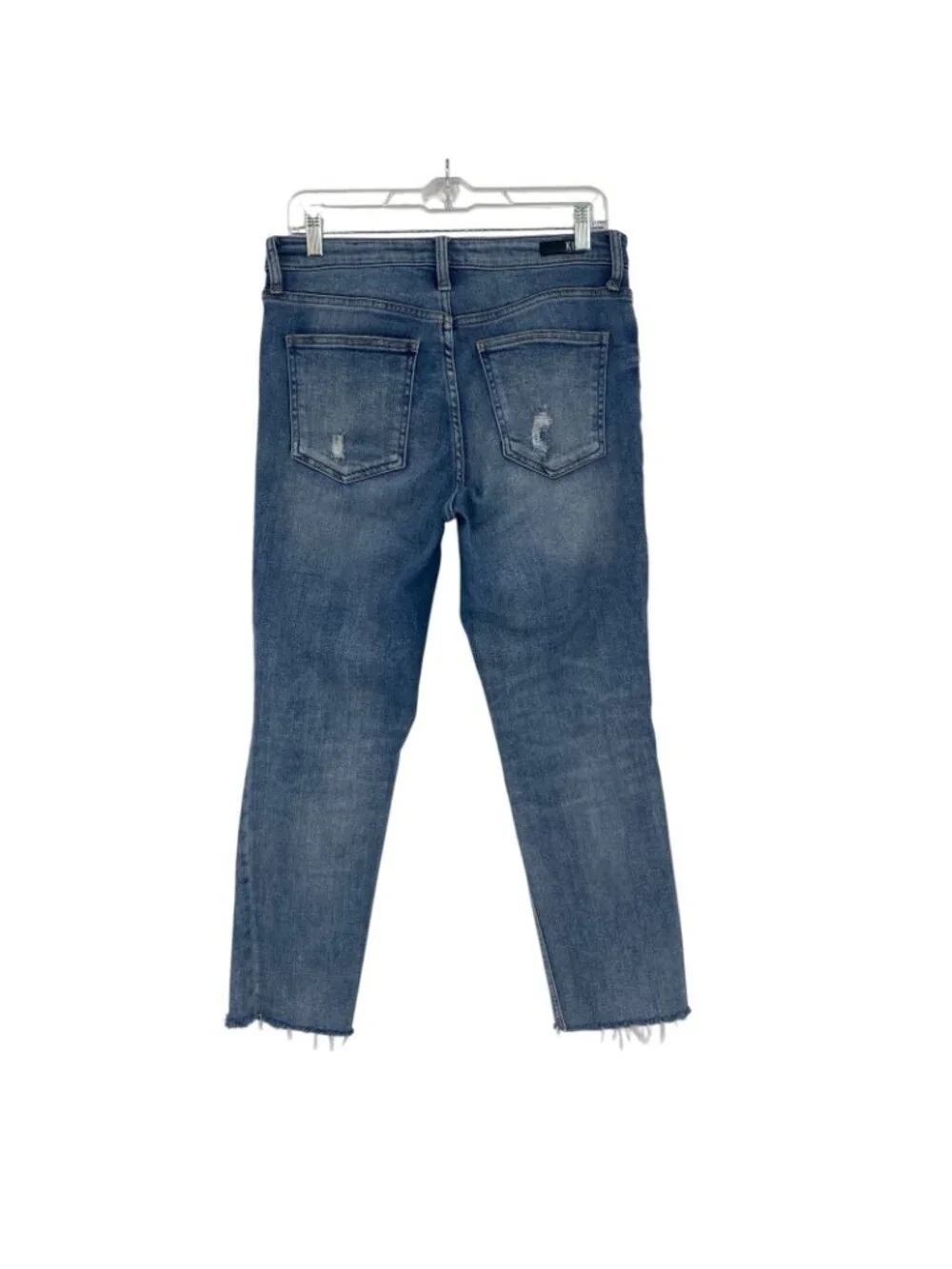 KUT From The Kloth Size 8 Blue Rachel High Rise Mom Jeans Cropped Distressed